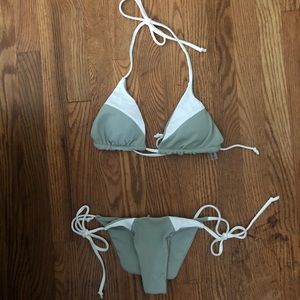Green & white bikini